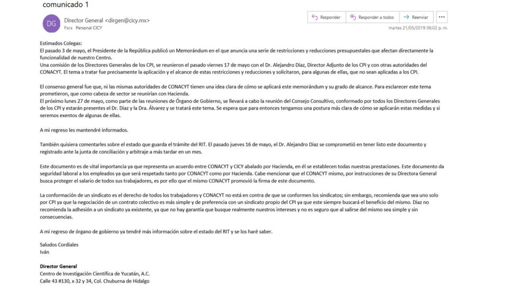 Comunicado Restricciones y reducciones presupuestales